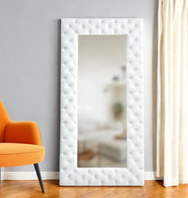 Load image into Gallery viewer, 80" Faux Leather Framed Leaning Accent Mirror - White