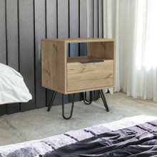 Load image into Gallery viewer, Faux Wood Nightstand With Storage - Light Brown