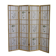 Load image into Gallery viewer, Folding Four Panel Screen Room Divider - Natural