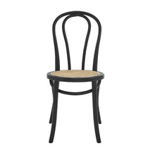 Load image into Gallery viewer, Solid Wood Rattan Curved Back Dining Side Chairs (Set of 2) - Black