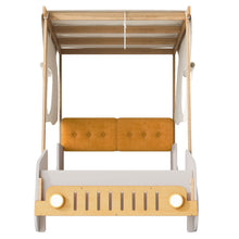 Load image into Gallery viewer, Twin Size Car Bed With Pillow, Ceiling Cloth And LED - Natural