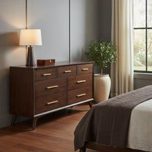 Load image into Gallery viewer, Solid Wood Seven Drawer Double Dresser - Walnut