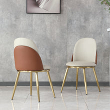 Load image into Gallery viewer, Modern Dining Chairs (Set of 2) With Gold Metal Legs - Beige