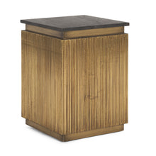 Load image into Gallery viewer, Stone And Brass Square Block End Table - Black / Gold