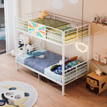 Load image into Gallery viewer, Bunk Bed, Convertible To 2 Separate Twin Size Beds & Full Length Guardrail & Ladder, No Box Spring Needed - White