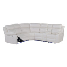 Load image into Gallery viewer, Faux Leather Reclining Curved Six Piece Sectional With LED Console - Off White