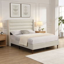 Load image into Gallery viewer, Modern Upholstered Platform Bed With Wave Shaped Headboard