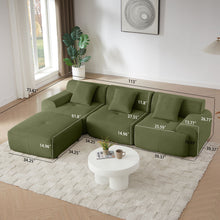Load image into Gallery viewer, L Shaped Modular Sectional Sofa Corduroy And Movable Ottoman