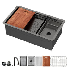 Load image into Gallery viewer, Undermount Stainless Steel Kitchen Sink With Pull Down Faucet & Ledge Workstation