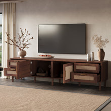 Load image into Gallery viewer, TV Stand, Media Console With 4 Drawers, Soft Closing Hinges - Dark Brown