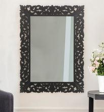 Load image into Gallery viewer, 47" Floral Carved Solid Framed Accent Mirror - Black