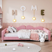 Load image into Gallery viewer, Upholstered Daybed, Sherpa Fabric Sofabed With Cloud-Shaped Backrest