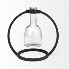 Load image into Gallery viewer, Abstract Cylinder Table Vase - Clear / Black