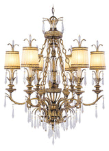 Load image into Gallery viewer, 41" Six Light Metal Dimmable Chandelier With Shades - Gold