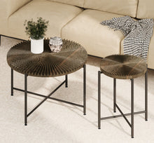 Load image into Gallery viewer, Radial - Pattern Coffee And End Table Set Waterproof Cover, Distressed Cylindrical Design (Set of 2)