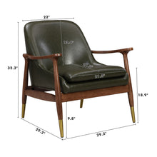 Load image into Gallery viewer, Mid - Century Accent Chair With Cushioned Seat, Brass Tipped Legs