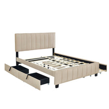 Load image into Gallery viewer, Platform UpholsteredBed With 2 Drawers And Twin Long Trundle