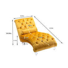 Load image into Gallery viewer, Velvet Chaise Lounge Indoor, Button Tufted Upholstered Chaise Lounge Chair With Pillow
