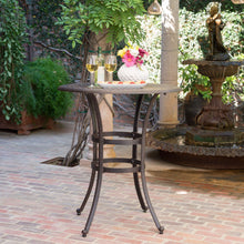 Load image into Gallery viewer, Traditional Style Cast Aluminum Bar Table With Lattice Design And Umbrella Holder - Bronze