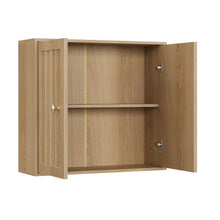 Load image into Gallery viewer, Wall Mounted Bathroom Cabinet With Double Doors And Vertical Grooved Design For Bathrooms - Oak