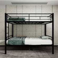 Load image into Gallery viewer, Metal Bunk Bed For Kids, Convertible Bedframe With Ladders & Guardrail