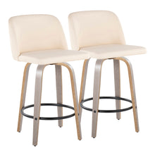 Load image into Gallery viewer, Toriano - Contemporary Fixed Height Counter Stool With Swivel & Round Footrest (Set of 2)