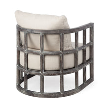 Load image into Gallery viewer, Fabric Distressed Barrel Chair - Cream / Brown