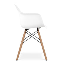 Load image into Gallery viewer, Heavy Duty Plastic Solid Wood Dining Arm Chair - White