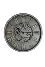 Load image into Gallery viewer, Silent Skeleton Exposed Gear Round Wall Clock - Silver / Black