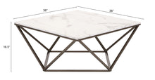Load image into Gallery viewer, Faux Marble And Steel Square Coffee Table - White