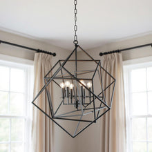 Load image into Gallery viewer, Unique Statement Six Light Metal Chandelier With Shades - Black