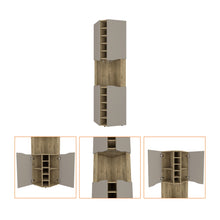 Load image into Gallery viewer, 72" Wood Corner Bar Cabinet With Four Doors - Brown And Taupe