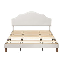 Load image into Gallery viewer, King Size, Upholstered Platform Bed Frame With Adjustable Headboard, No Box Spring Needed - White