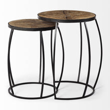 Load image into Gallery viewer, Solid Wood Round End Table (Set of 2) - Black And Brown
