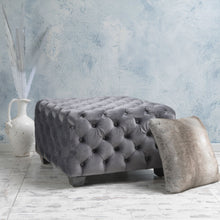 Load image into Gallery viewer, Modern Glam Ottoman With Velvet Upholstery And Button Tufted Design