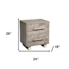 Load image into Gallery viewer, 26" Solid Wood Two Drawer Nightstand - Gray
