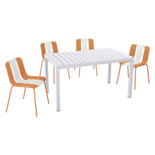 Load image into Gallery viewer, 4 Piece Set Of Modern Striped Color- Blocking Single Chairs With Long Table