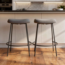 Load image into Gallery viewer, Faux Sherpa And Metal Backless Counter Height Bar Chairs (Set of 2) - Gray And Black