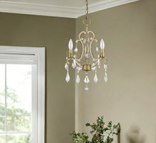 Load image into Gallery viewer, Candle Style Three Light Crystal Metal Dimmable Chandelier - Gold