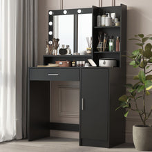 Load image into Gallery viewer, Wood Mirrored Vanity Table Lights - Black