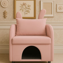 Load image into Gallery viewer, Bunny Ear Pet Friendly Armchair With Hidden Pet House With Storage Pocket For Bedroom & Living Room - Pink
