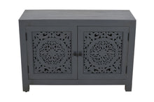Load image into Gallery viewer, 30" Distressed Solid Wood Textured Door Accent Cabinet With Two Doors - Black