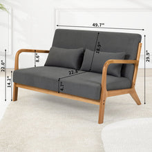 Load image into Gallery viewer, Leisure Chair With Solid Wood Armrest And Feet, Mid-Century Modern Accent Sofa, 2 Seat