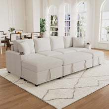 Load image into Gallery viewer, Sectional Sofa Convertible Pull-Out Bed With Storage Ottoman & USB Ports