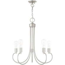 Load image into Gallery viewer, 26" Five-Light Dimmable Chandelier With Shades - Nickel