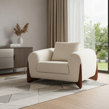 Load image into Gallery viewer, Sherpa Arm Chair - Cream And Wood Brown