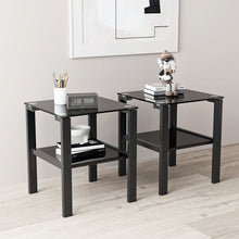 Load image into Gallery viewer, Glass Two Layer Tea Table, Small Round Table, Bedroom Corner Table, Living Room Side Table