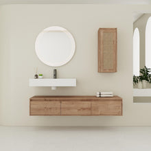 Load image into Gallery viewer, Modern Imitative Wall Mounted Bathroom Vanity With Resin Sink And Side Cabinet