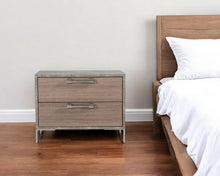 Load image into Gallery viewer, 20" Two Drawer Nightstand - Brown Oak And Gray