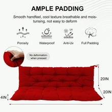 Load image into Gallery viewer, 3 Seater Outdoor Porch Swing Cushion With Backrest